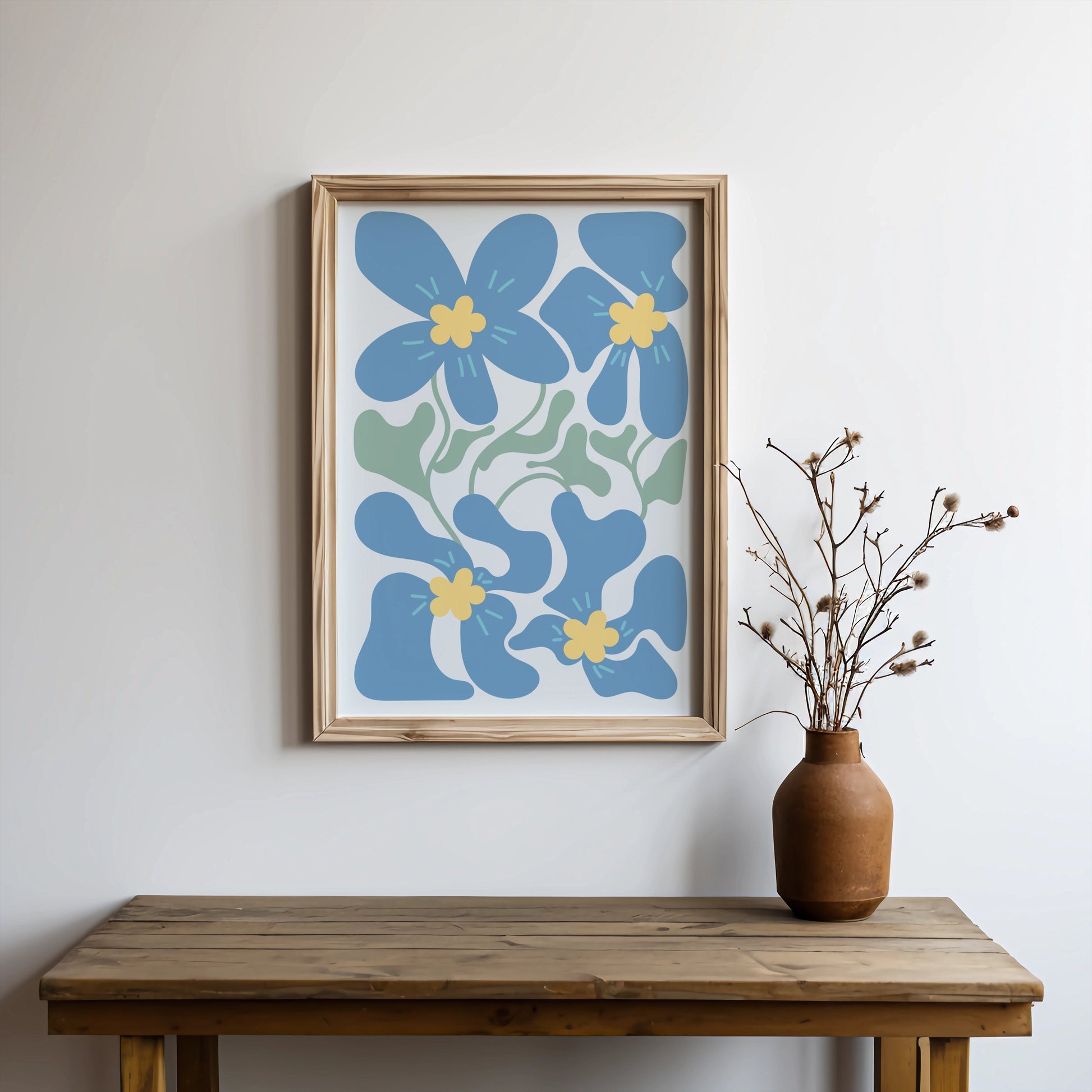 Premium Poster of Beautiful Abstract Blue Floral Art Design Posters
