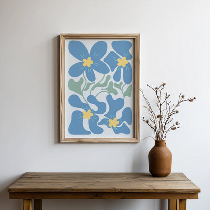 Premium Poster of Beautiful Abstract Blue Floral Art Design Posters