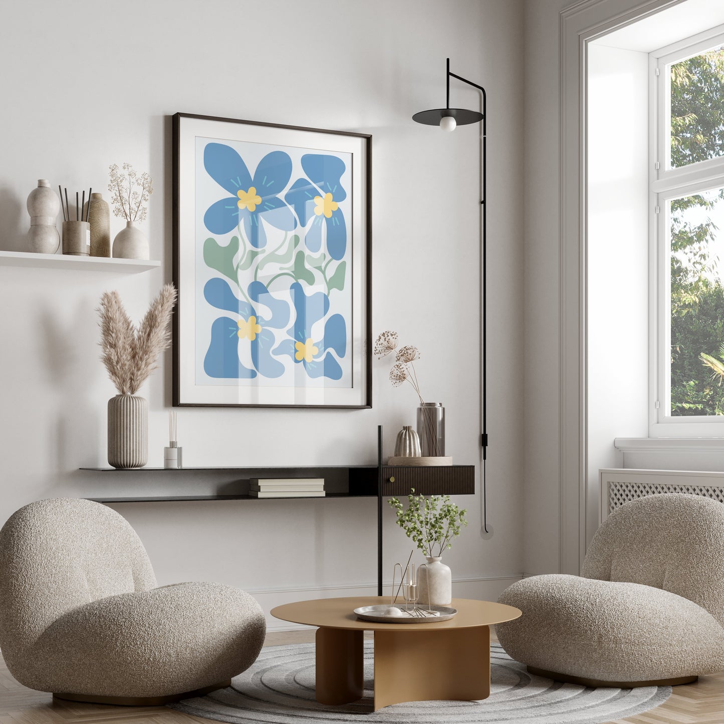 Premium Poster of Beautiful Abstract Blue Floral Art Design Posters