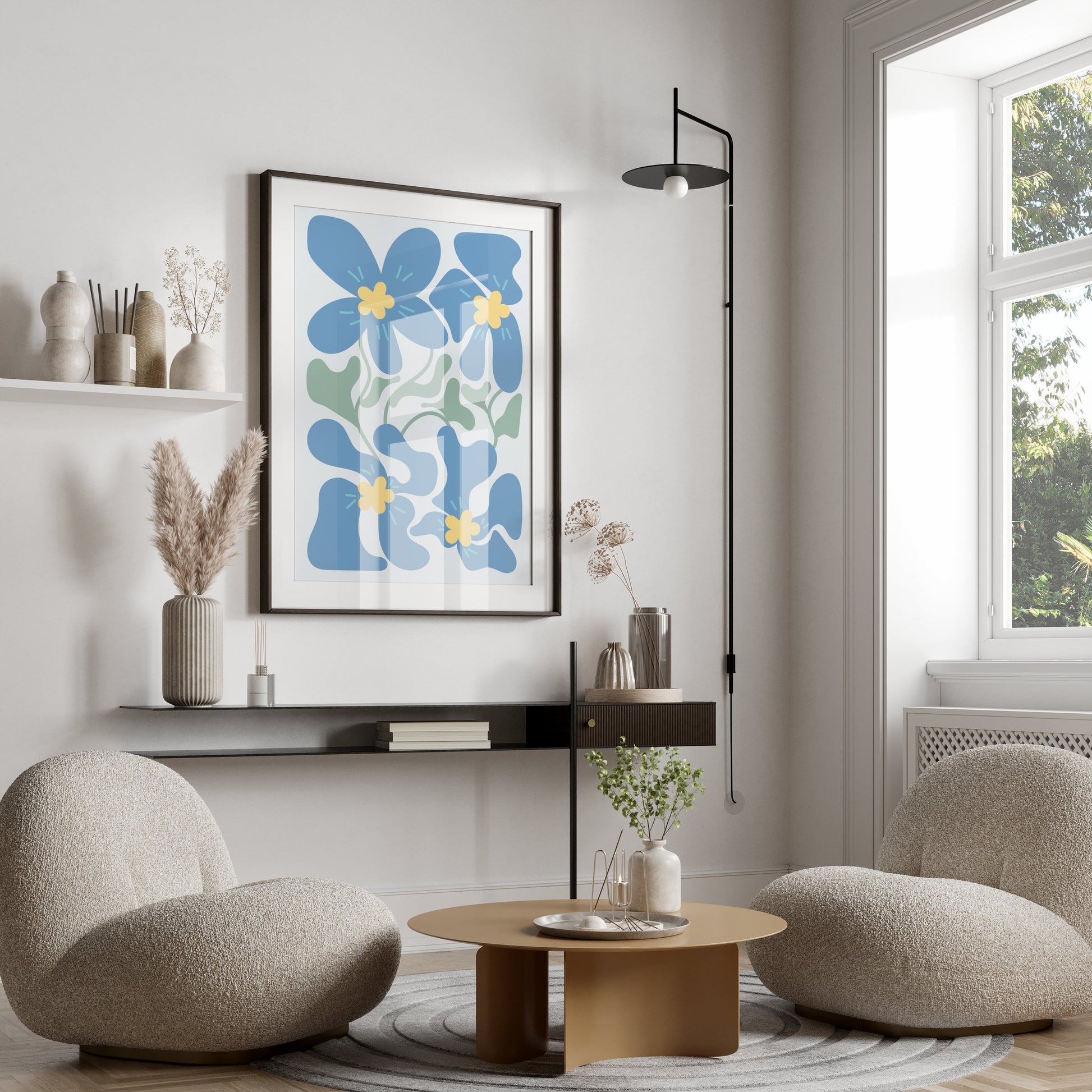 Premium Poster of Beautiful Abstract Blue Floral Art Design Posters