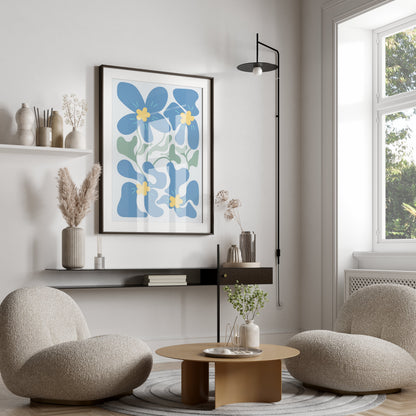 Premium Poster of Beautiful Abstract Blue Floral Art Design Posters