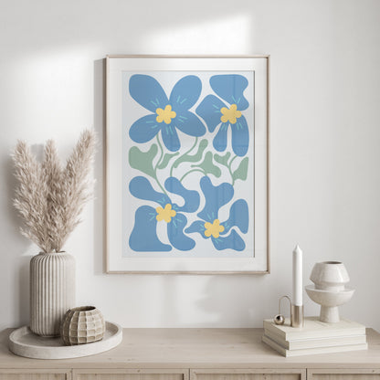 Premium Poster of Beautiful Abstract Blue Floral Art Design Posters