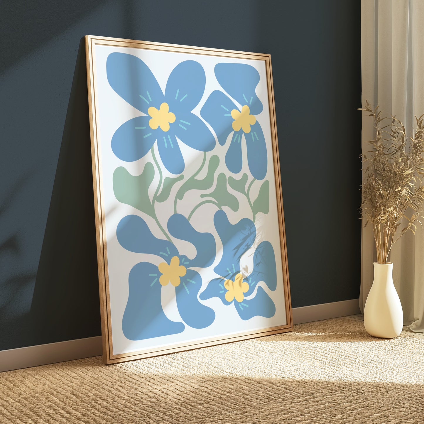Premium Poster of Beautiful Abstract Blue Floral Art Design Posters