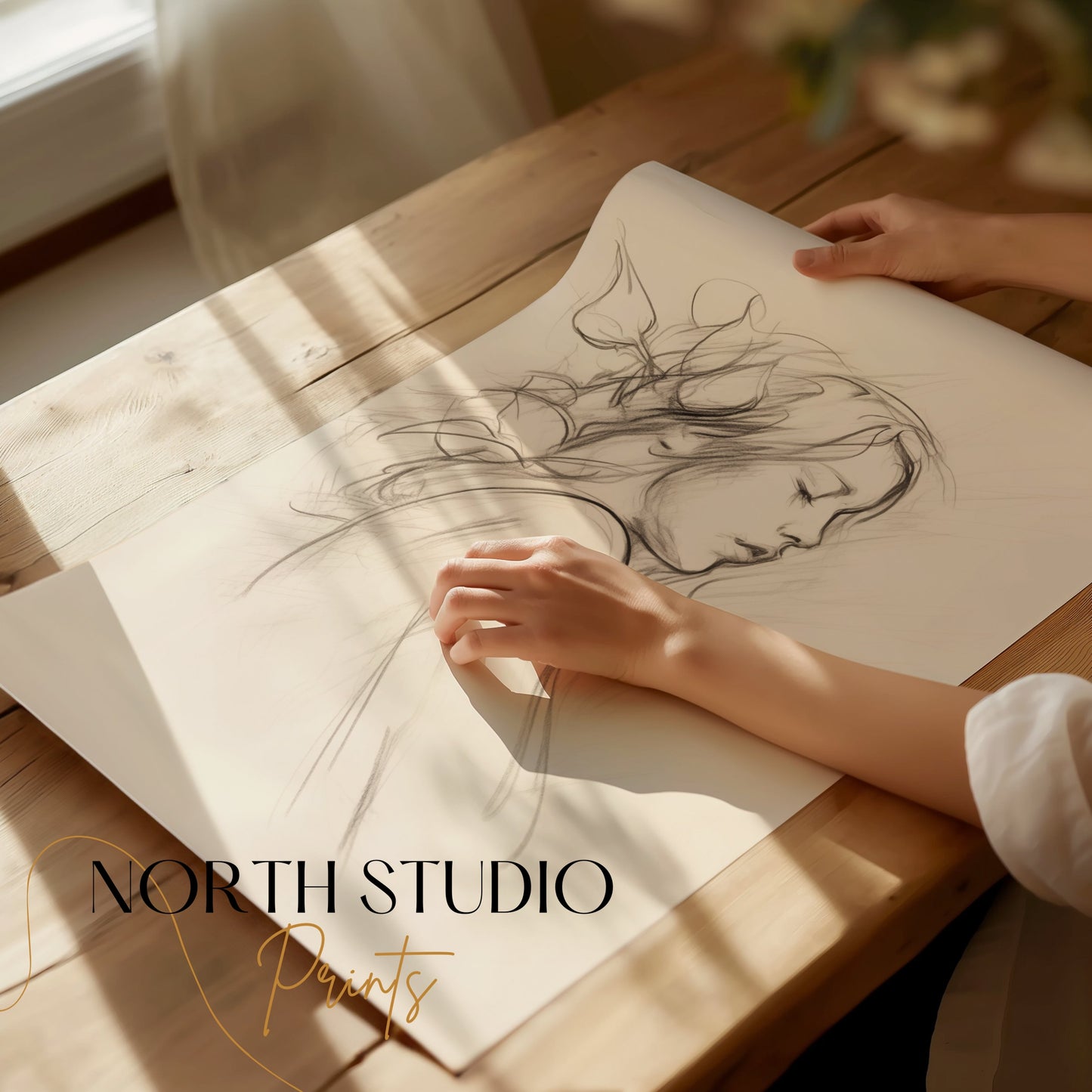 Premium Poster of Beautiful Artistic Drawing of a Woman's Profile Posters