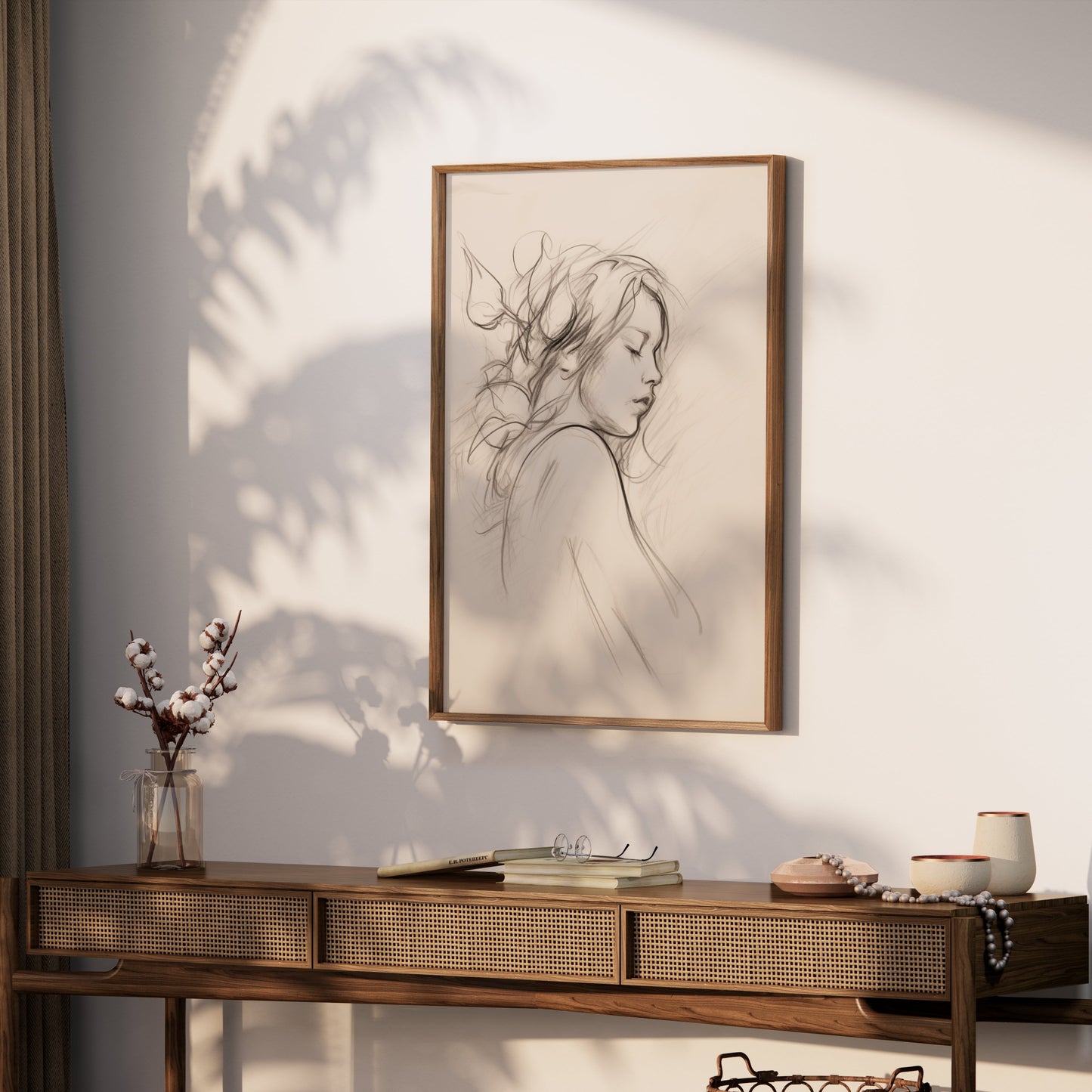 Premium Poster of Beautiful Artistic Drawing of a Woman's Profile Posters