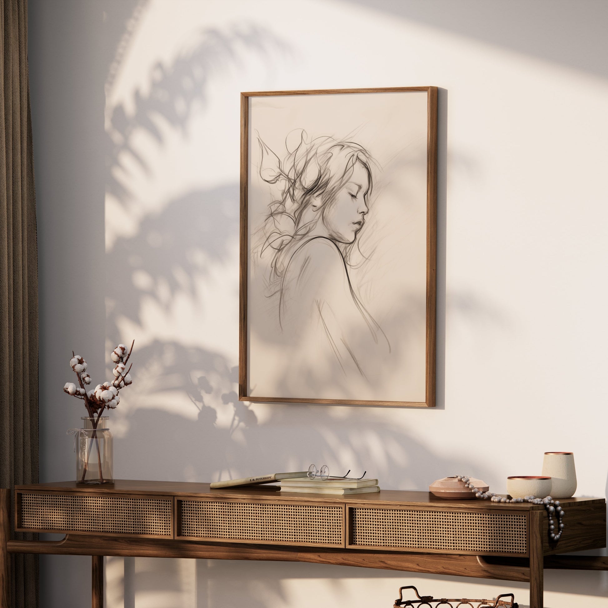 Premium Poster of Beautiful Artistic Drawing of a Woman's Profile Posters