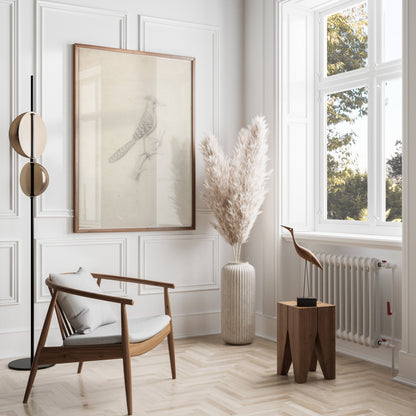 Premium Poster of Beautiful Artistic Sketch of Bird on Branch Posters