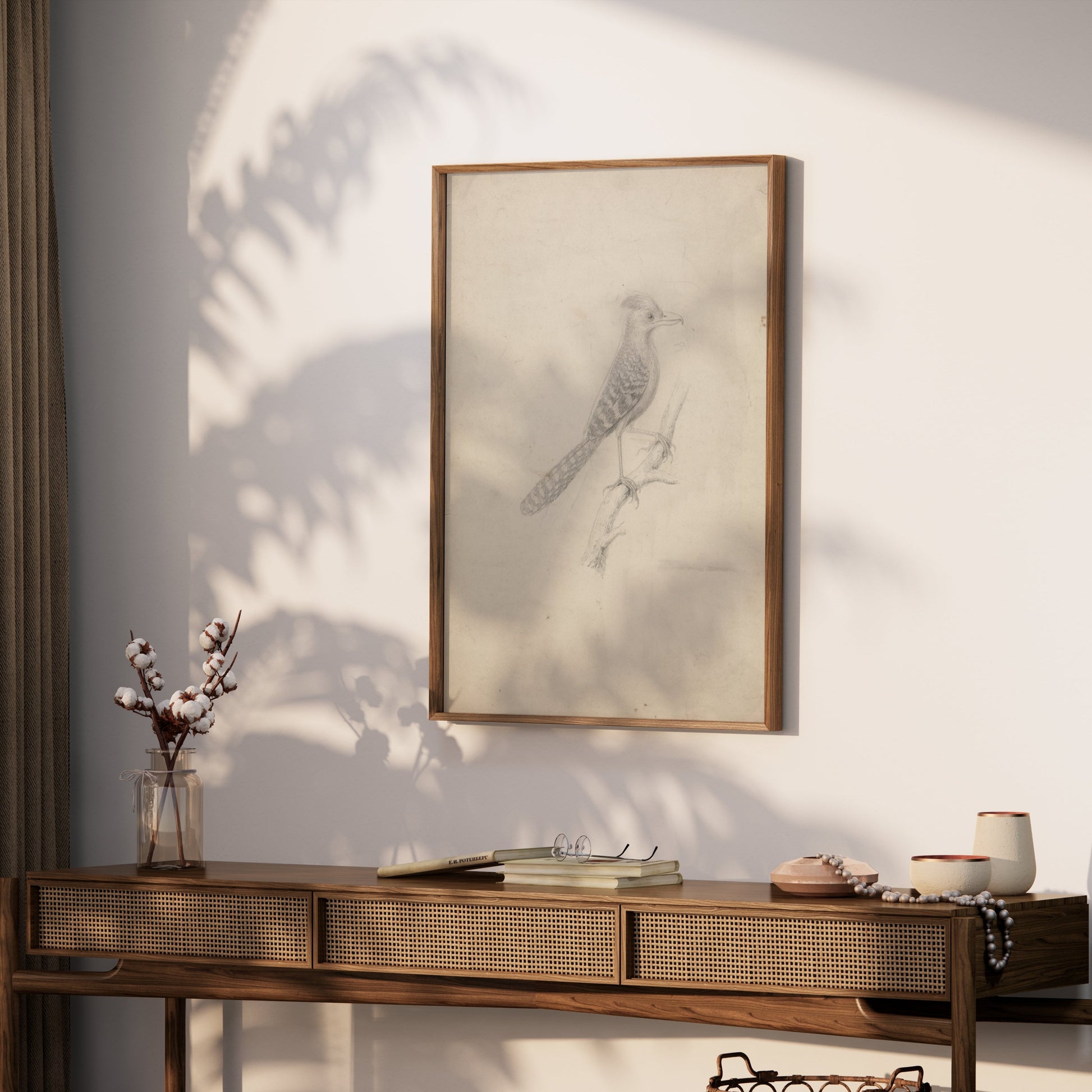 Premium Poster of Beautiful Artistic Sketch of Bird on Branch Posters