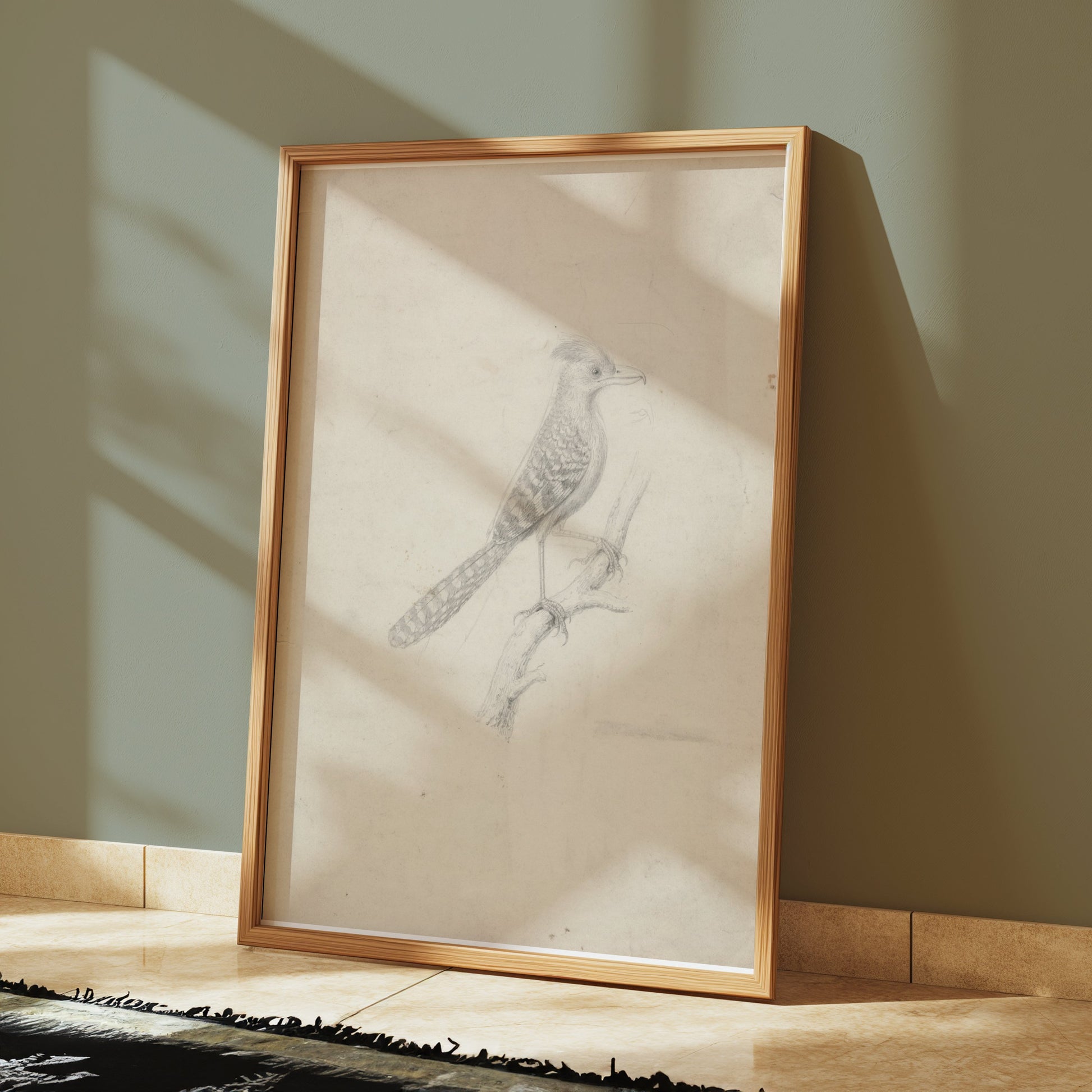 Premium Poster of Beautiful Artistic Sketch of Bird on Branch Posters