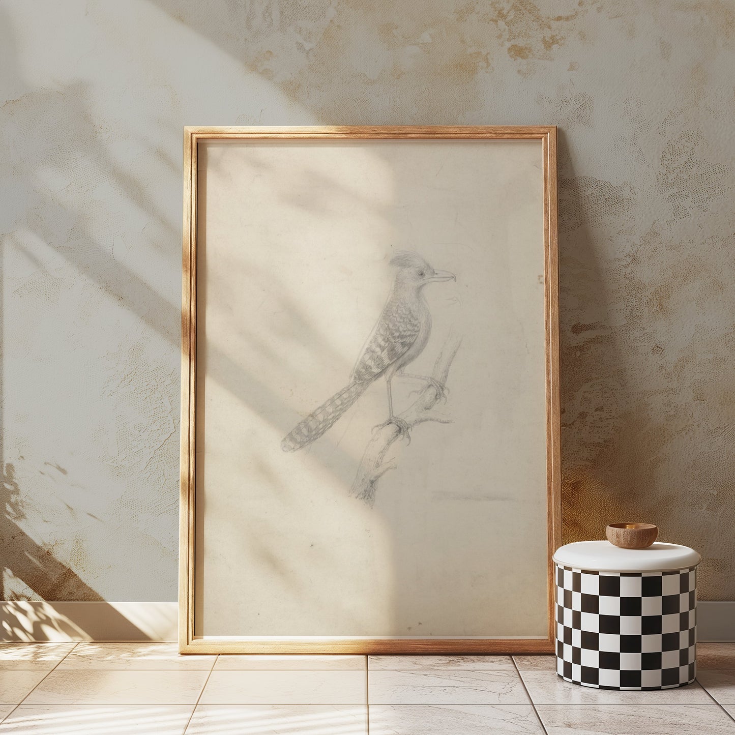 Premium Poster of Beautiful Artistic Sketch of Bird on Branch Posters