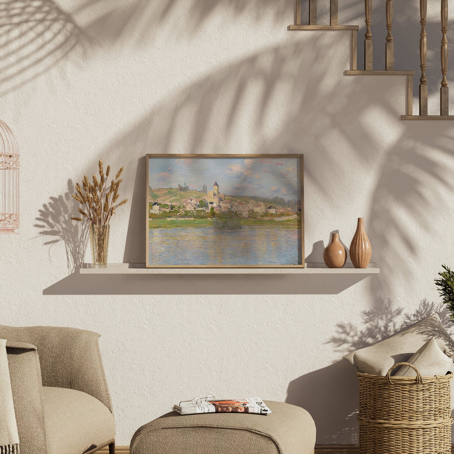 Premium Poster of Beautiful Artistic Townscape With Serene River Posters