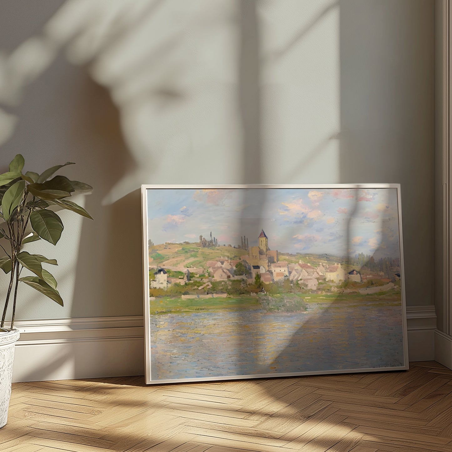 Premium Poster of Beautiful Artistic Townscape With Serene River Posters