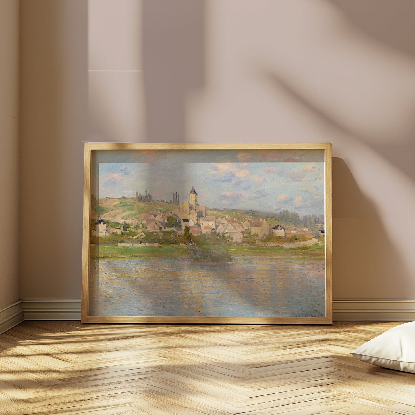 Premium Poster of Beautiful Artistic Townscape With Serene River Posters