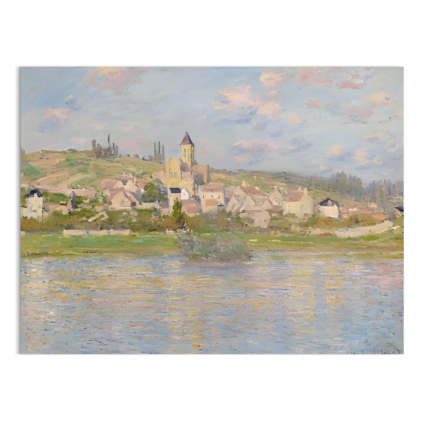 Premium Poster of Beautiful Artistic Townscape With Serene River Posters