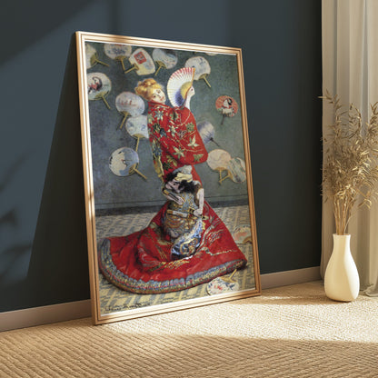 Premium Poster of Beautiful Asian Art Lady with Fans Decorative Posters