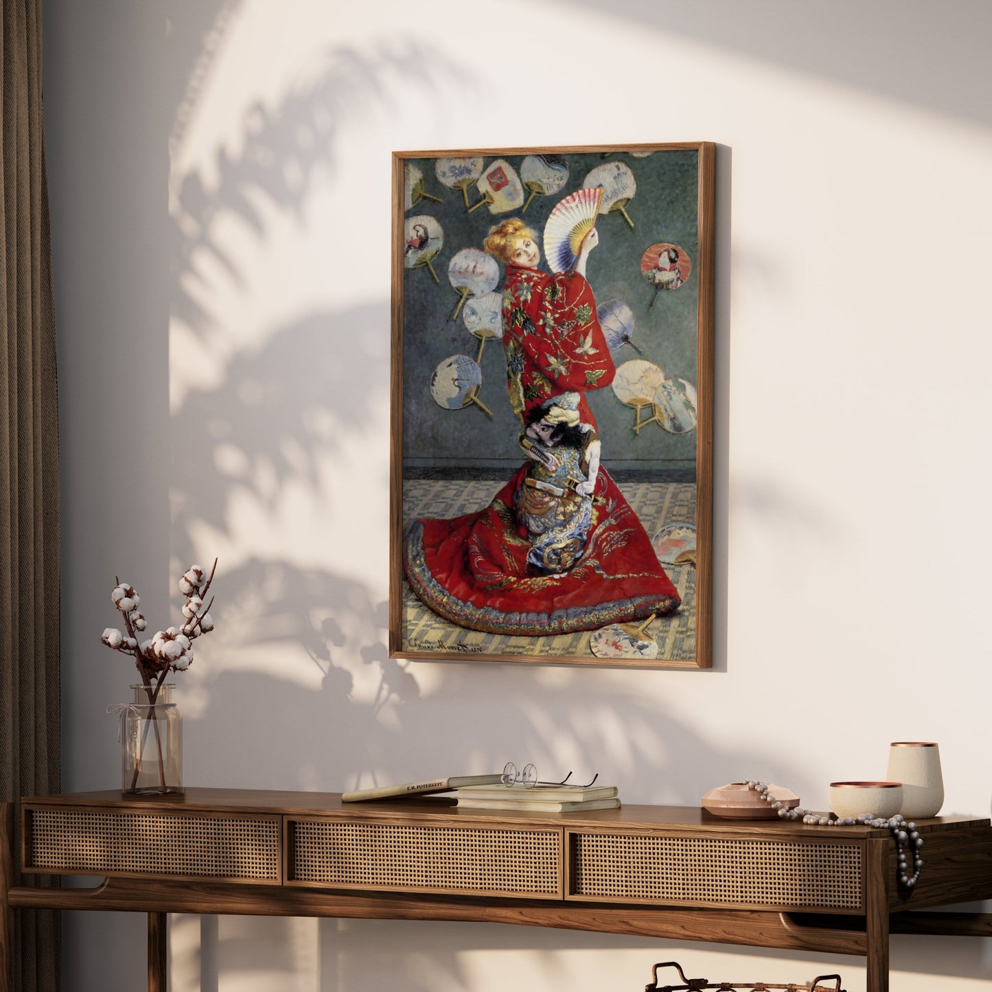 Premium Poster of Beautiful Asian Art Lady with Fans Decorative Posters