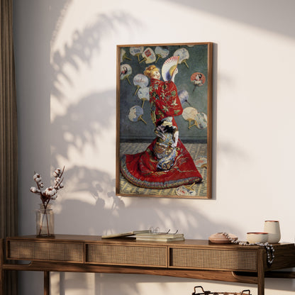 Premium Poster of Beautiful Asian Art Lady with Fans Decorative Posters