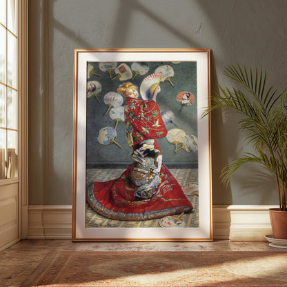 Premium Poster of Beautiful Asian Art Lady with Fans Decorative Posters