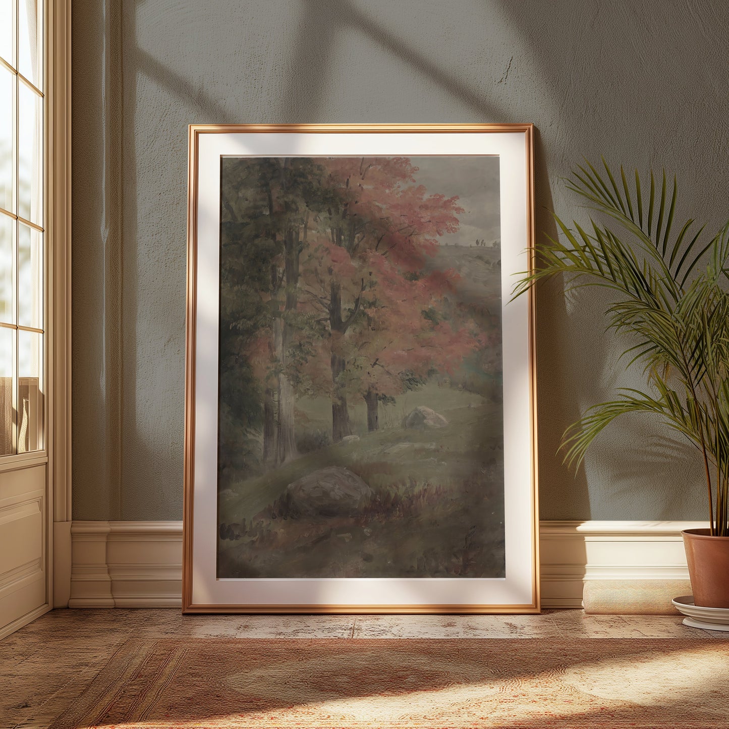 Premium Poster of Beautiful Autumn Landscape with Trees and Rocks Posters
