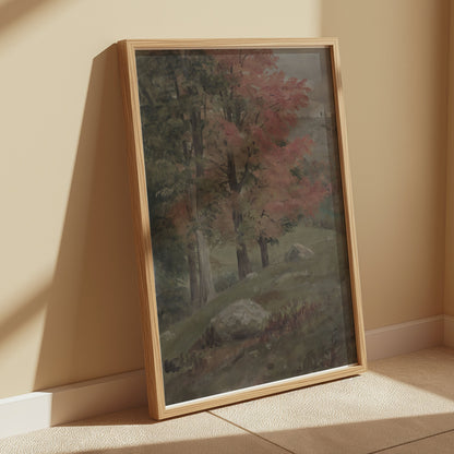 Premium Poster of Beautiful Autumn Landscape with Trees and Rocks Posters