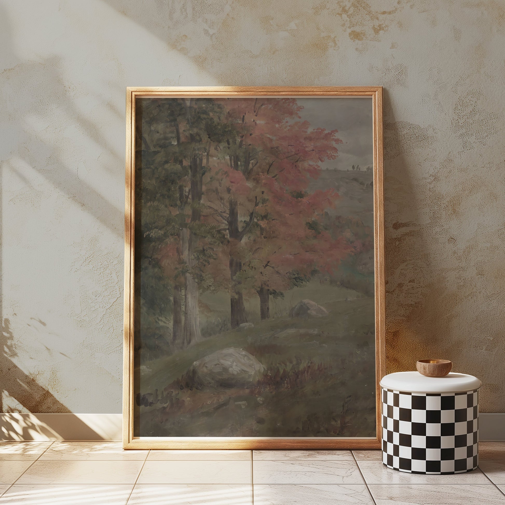 Premium Poster of Beautiful Autumn Landscape with Trees and Rocks Posters