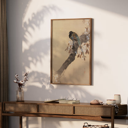 Premium Poster of Beautiful Bird on Tree Branch Japanese Art Posters