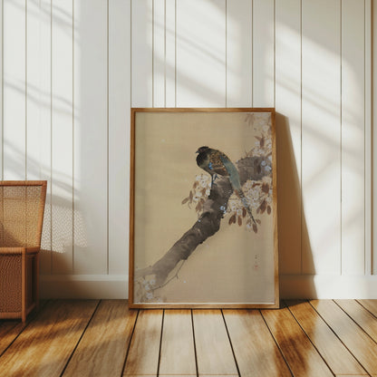 Premium Poster of Beautiful Bird on Tree Branch Japanese Art Posters
