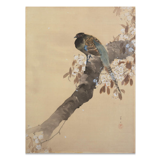 Premium Poster of Beautiful Bird on Tree Branch Japanese Art Posters