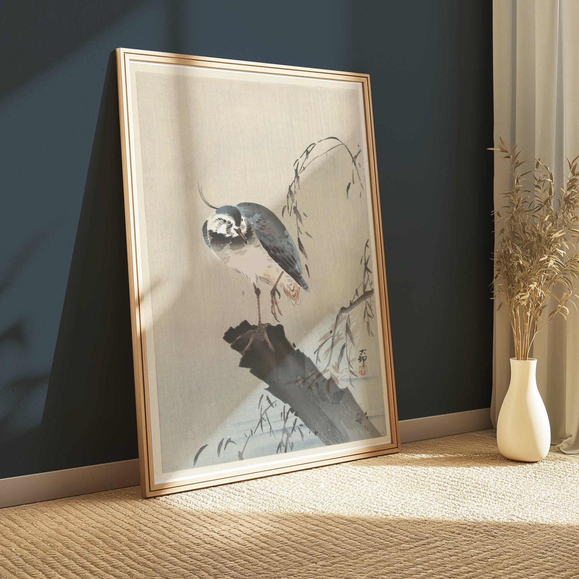 Premium Poster of Beautiful Bird on a Branch with Leaves Art Posters