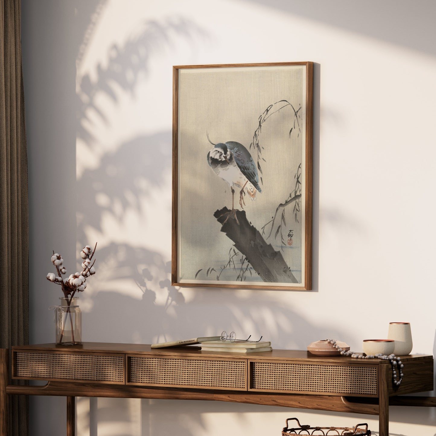 Premium Poster of Beautiful Bird on a Branch with Leaves Art Posters