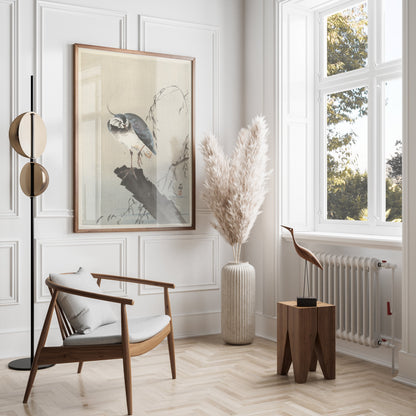 Premium Poster of Beautiful Bird on a Branch with Leaves Art Posters