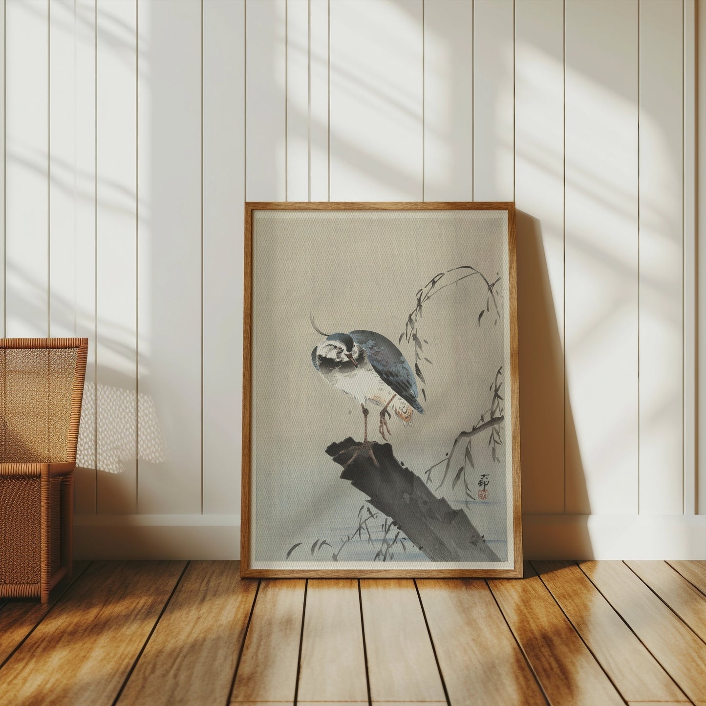 Premium Poster of Beautiful Bird on a Branch with Leaves Art Posters