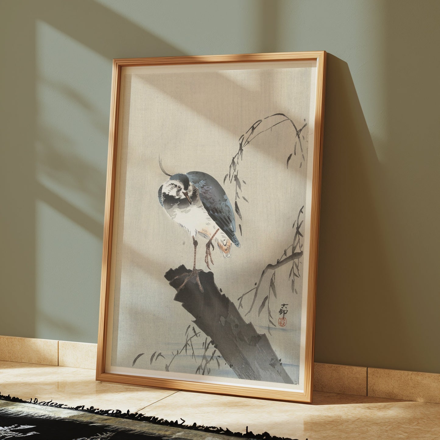 Premium Poster of Beautiful Bird on a Branch with Leaves Art Posters