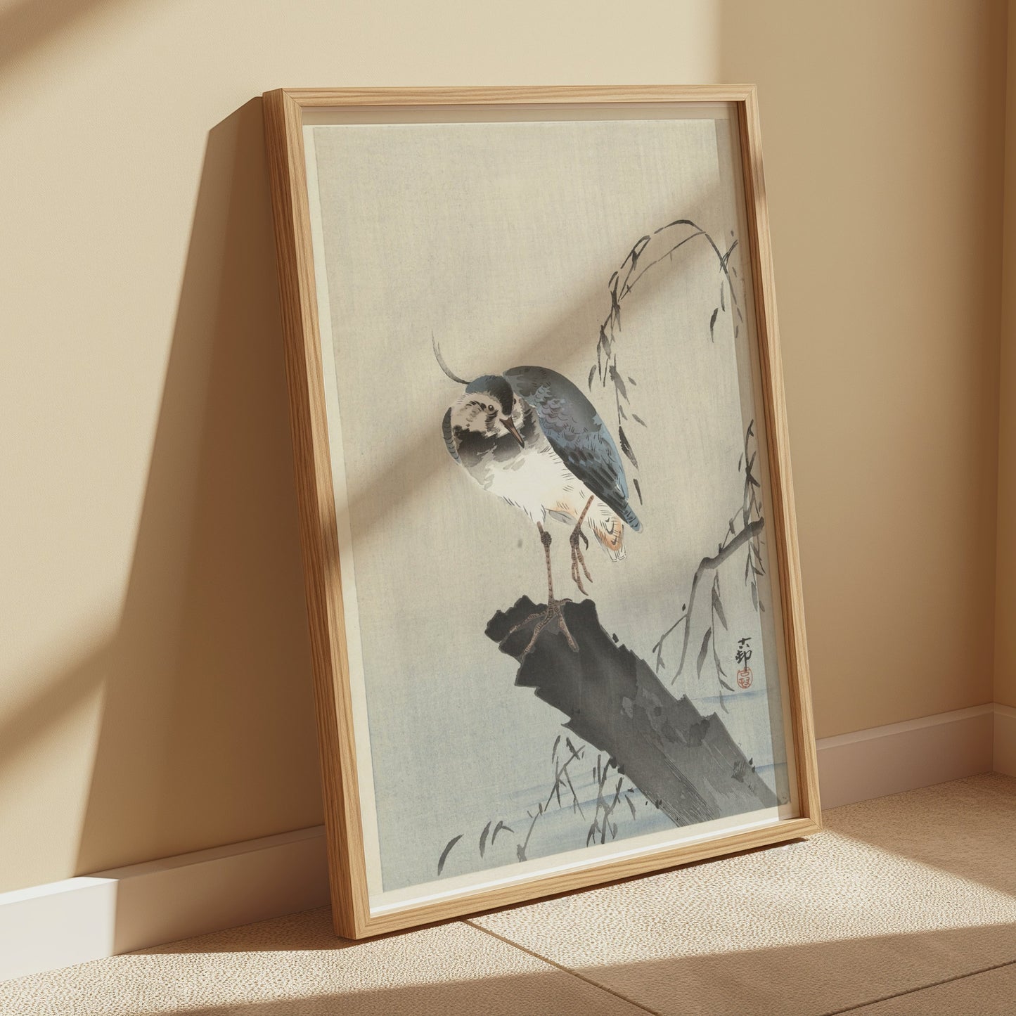 Premium Poster of Beautiful Bird on a Branch with Leaves Art Posters