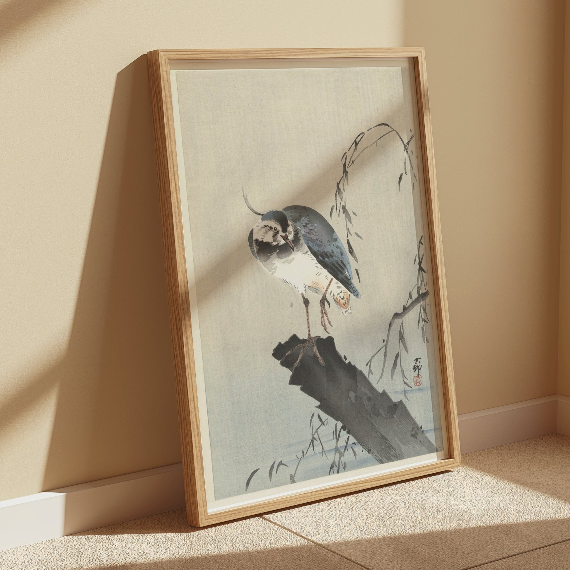Premium Poster of Beautiful Bird on a Branch with Leaves Art Posters