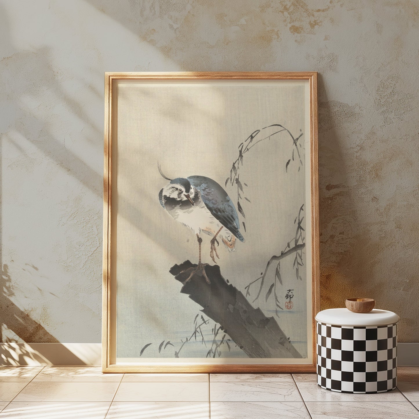 Premium Poster of Beautiful Bird on a Branch with Leaves Art Posters