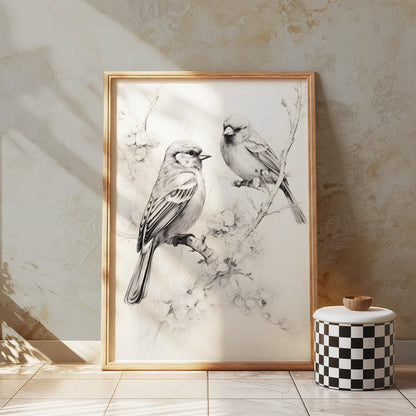Premium Poster of Beautiful Birds Art Sketch Nature Lover Posters
