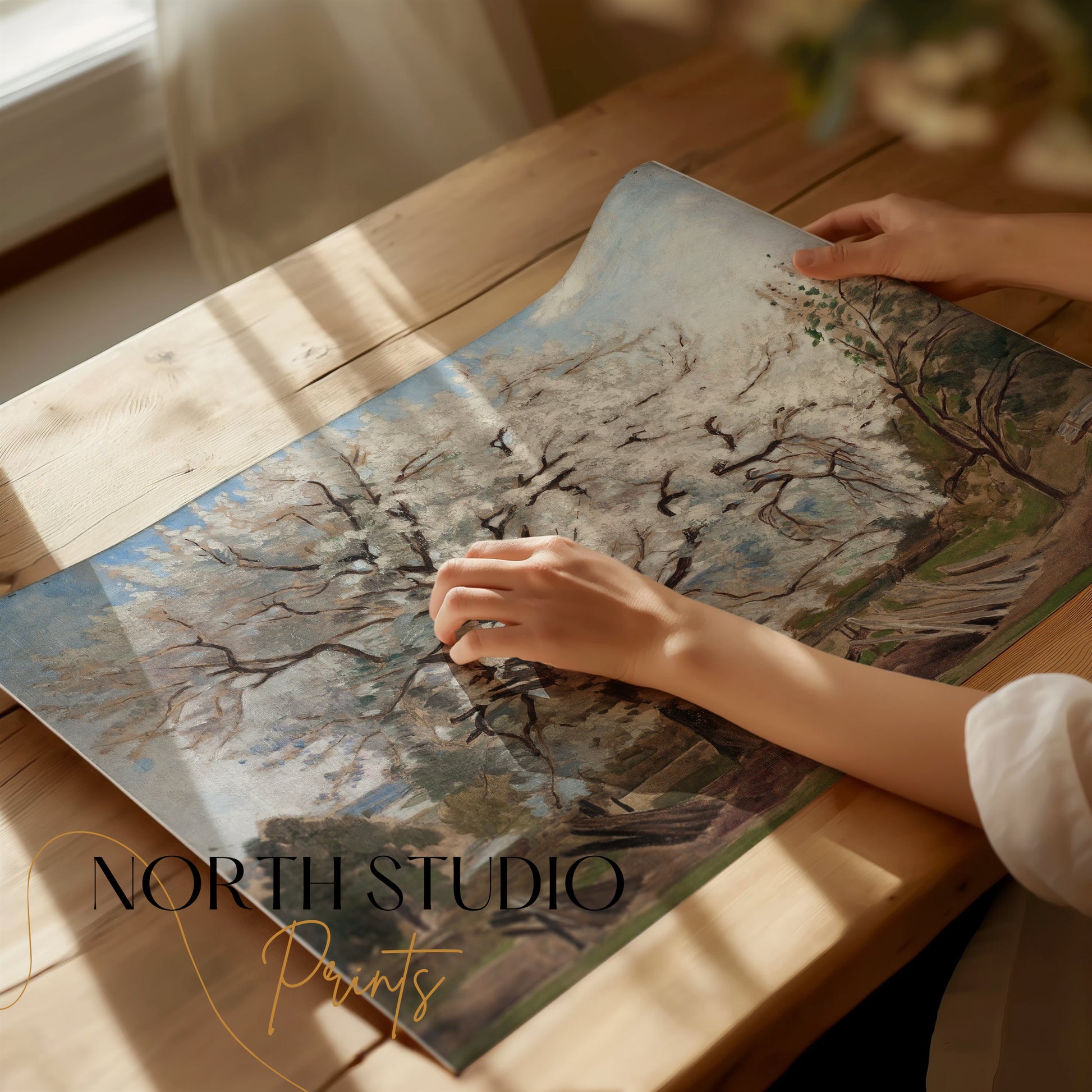 Premium Poster of Beautiful Blooming Tree in Countryside Artwork Posters