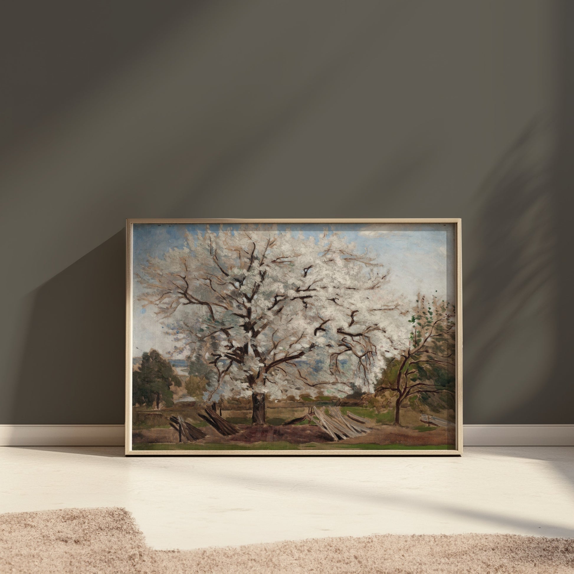 Premium Poster of Beautiful Blooming Tree in Countryside Artwork Posters