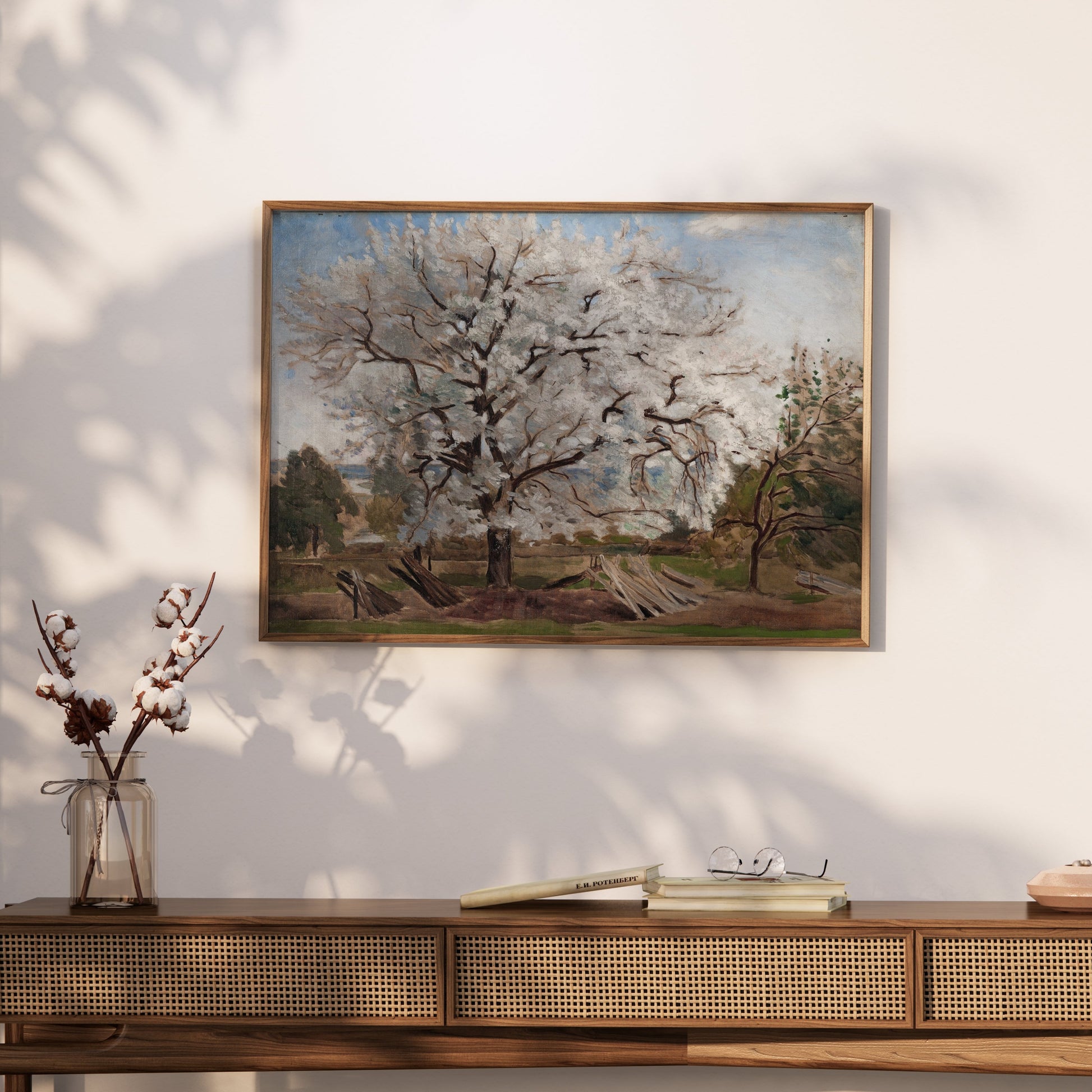 Premium Poster of Beautiful Blooming Tree in Countryside Artwork Posters