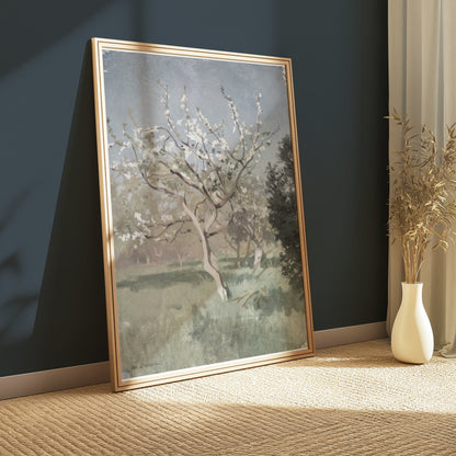 Premium Poster of Beautiful Blooming Tree in Meadow Art Posters