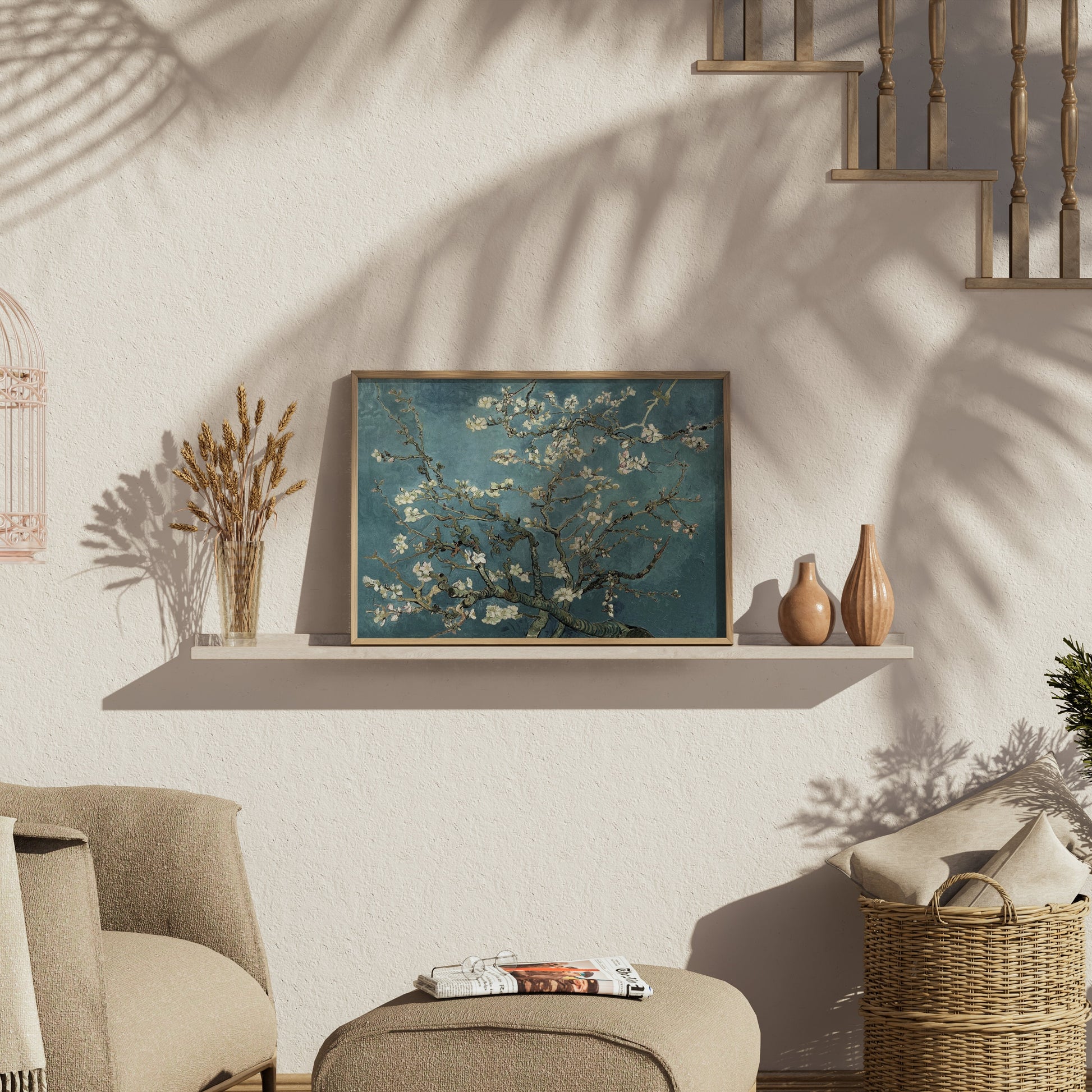 Premium Poster of Beautiful Blossom Branches in Vintage Art Style Posters