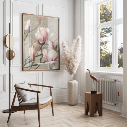 Premium Poster of Beautiful Blossoming Pink Magnolia Flower Posters