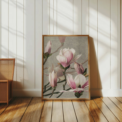 Premium Poster of Beautiful Blossoming Pink Magnolia Flower Posters