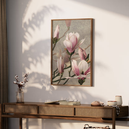 Premium Poster of Beautiful Blossoming Pink Magnolia Flower Posters