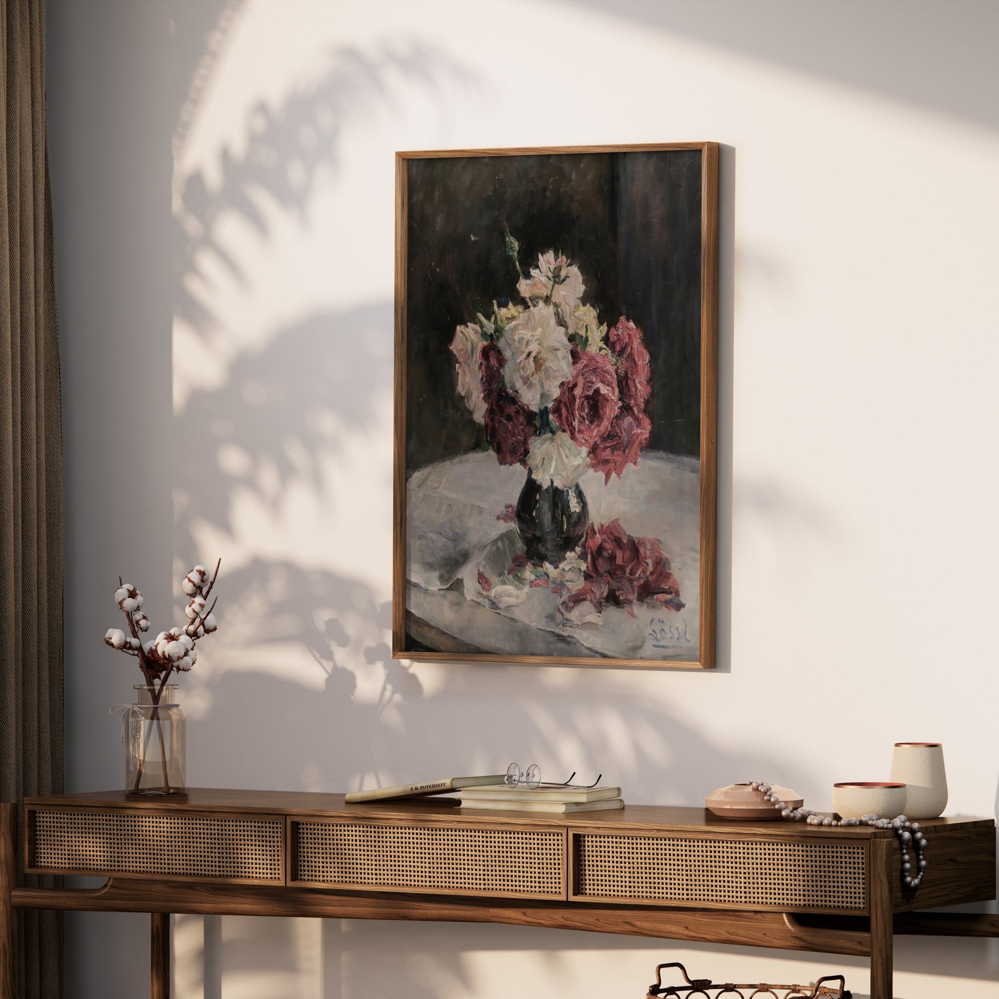 Premium Poster of Beautiful Blossoming Roses in Vase Artwork Posters