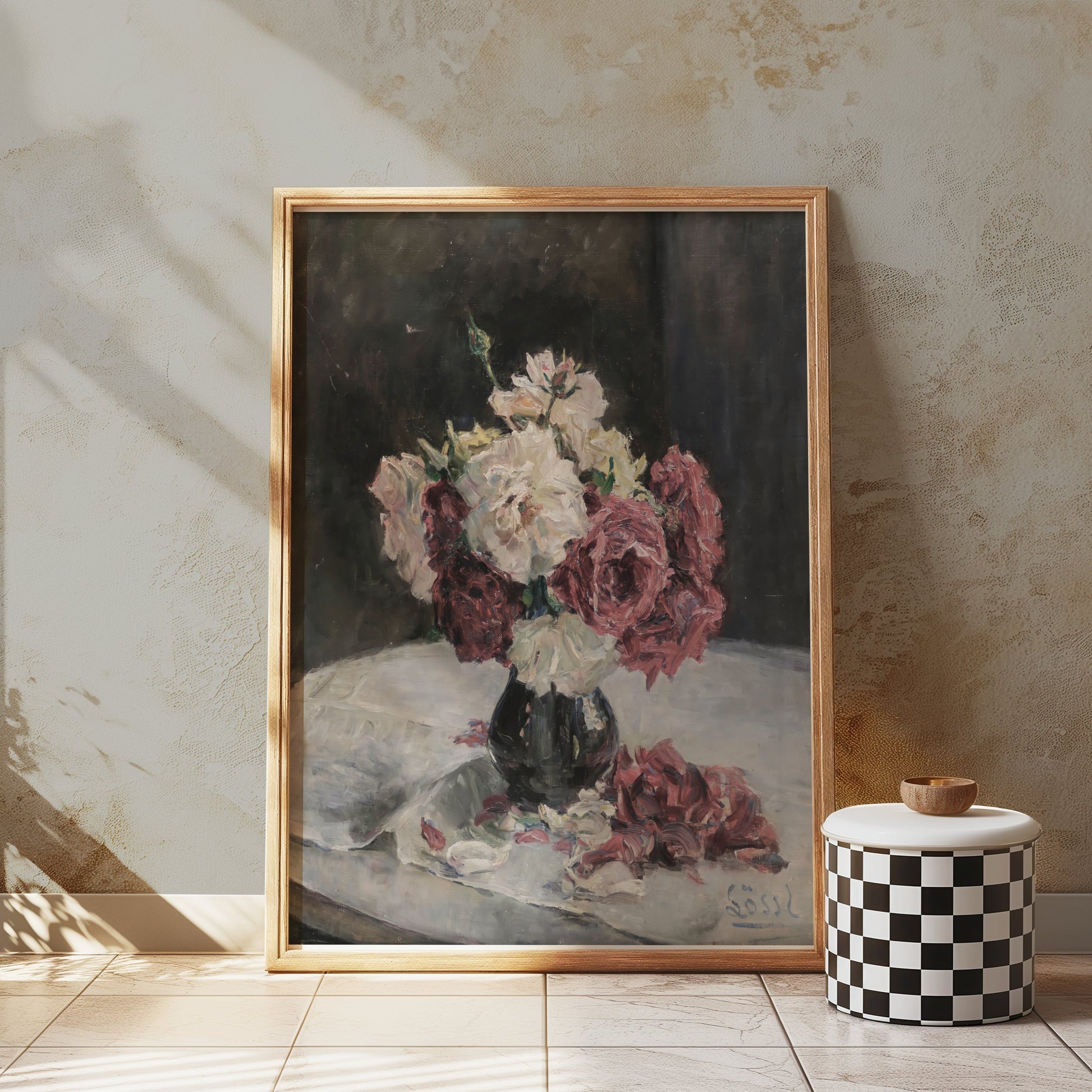 Premium Poster of Beautiful Blossoming Roses in Vase Artwork Posters