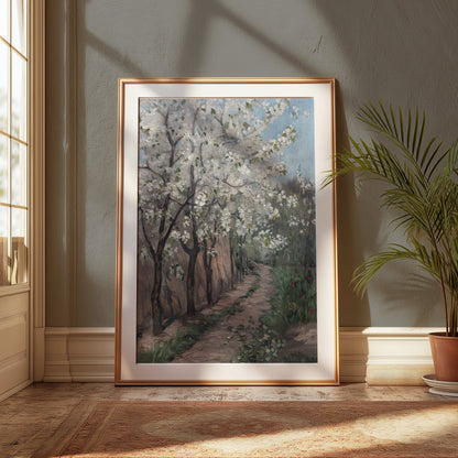 Premium Poster of Beautiful Blossoming Trees Along Pathway Art Posters