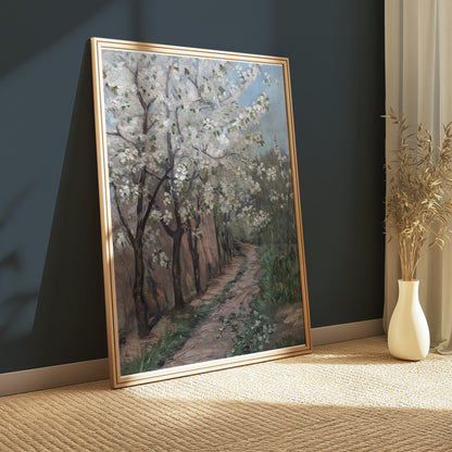Premium Poster of Beautiful Blossoming Trees Along Pathway Art Posters