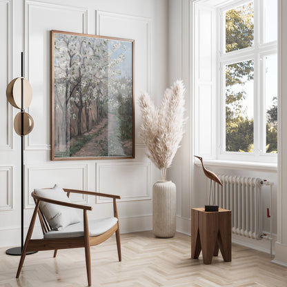 Premium Poster of Beautiful Blossoming Trees Along Pathway Art Posters